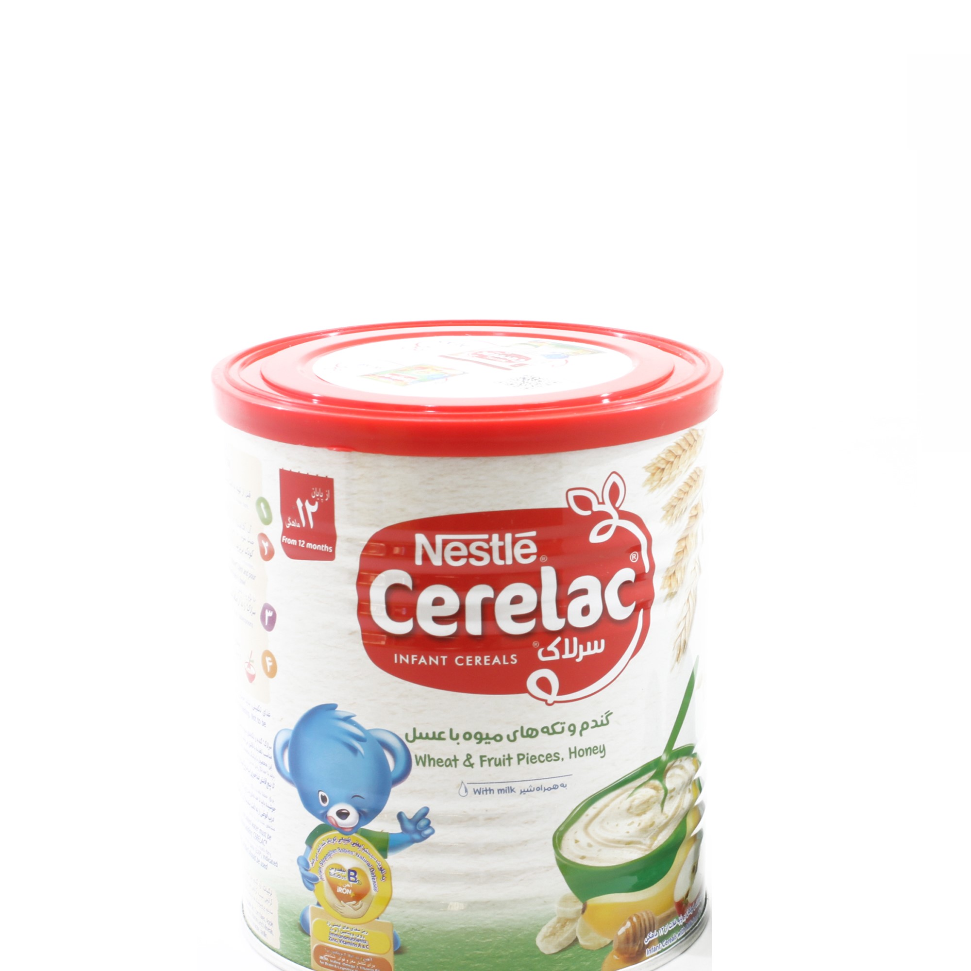 سرلاک گندم و تکه های میوه با عسل همراه شیر نستله